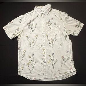 H&M Mens Floral Short Sleeve Button Down Shirt